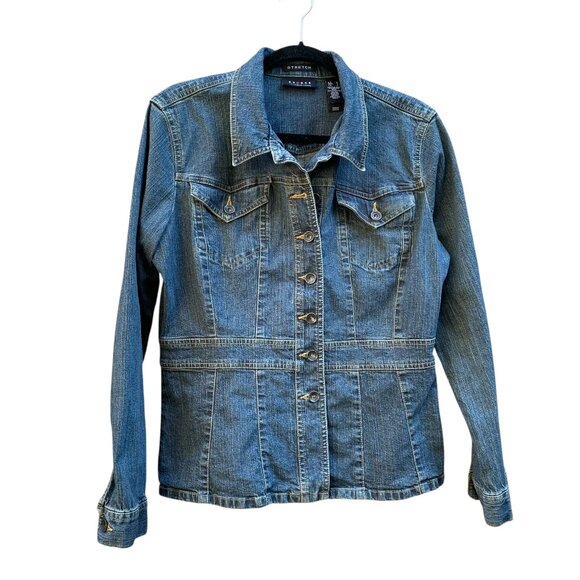 Axcess (Liz Claiborne) Stretch Denim Jacket Womens Size Large - Picture 1 of 13